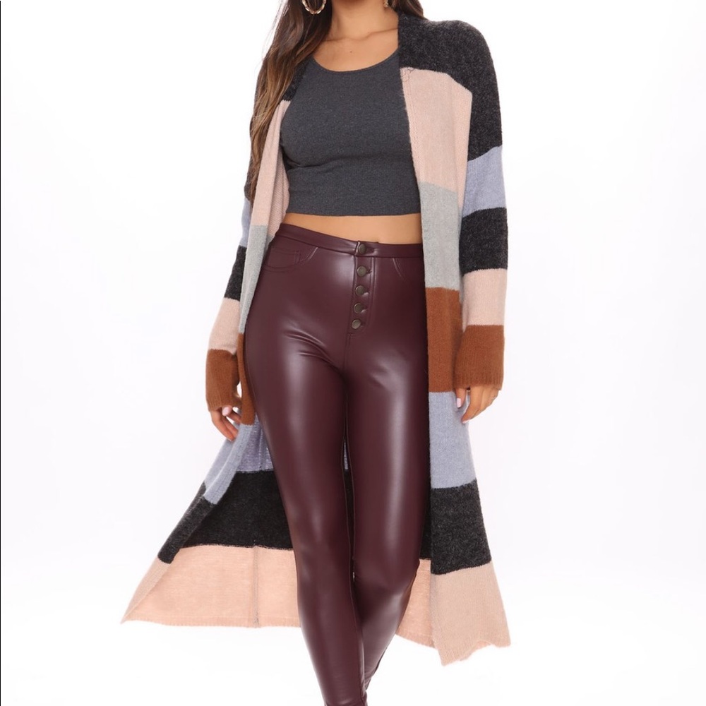 Colorblock fuzzy cardigan